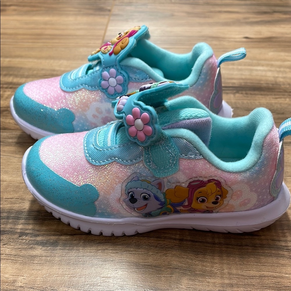 Paw Patrol Pink and Blue Sneakers with Cartoon Design
